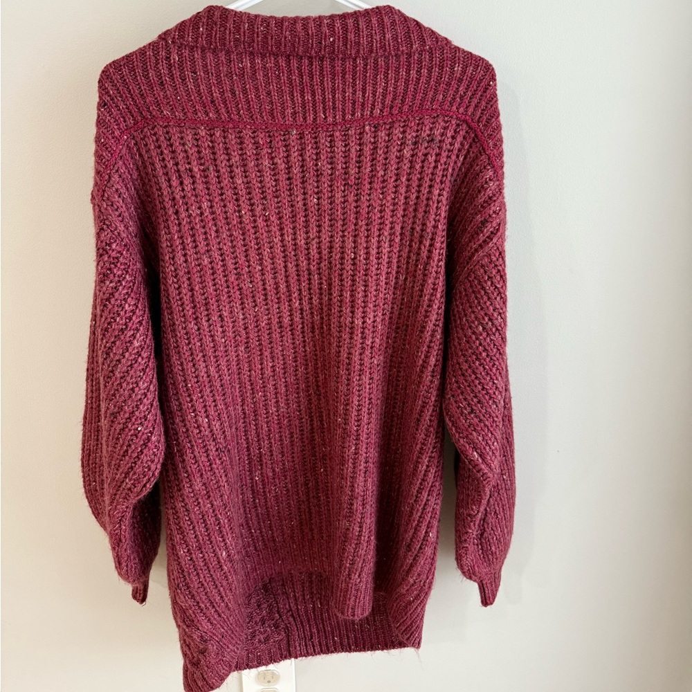 Free People New Dream Spillover Sweater - Wine Red - Size Small - NWT - Picture 11 of 16
